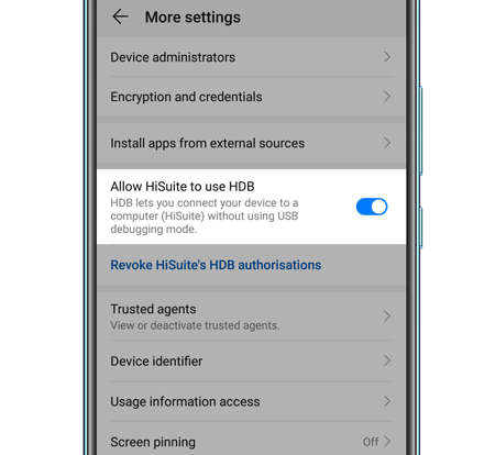 enable hdb feature to retrieve deleted messages on huawei with huawei hisuite