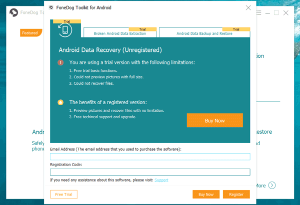 free trial of fonedog android data recovery software