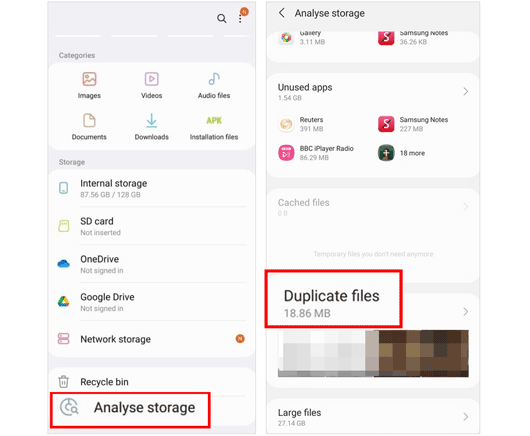 eliminate duplicate music files on android via file manager