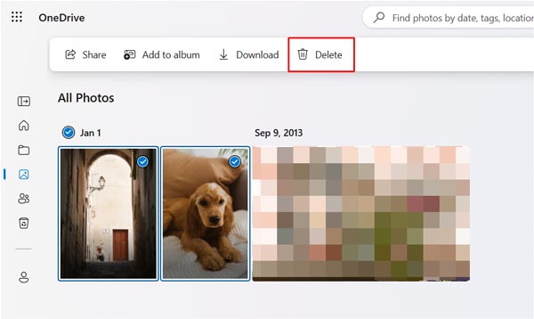 remove photos from onedrive