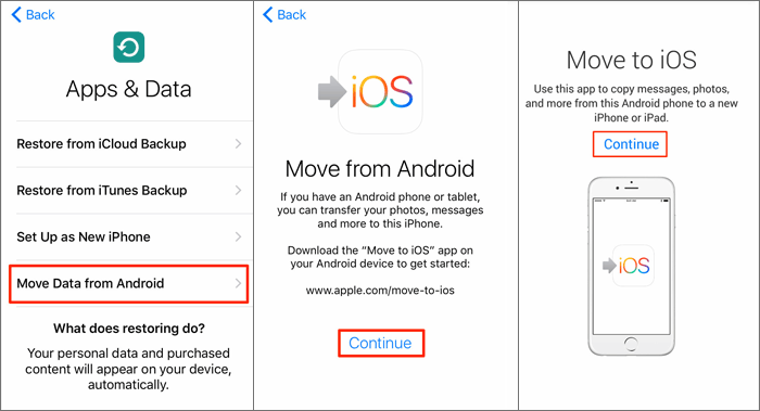 import contacts from android to iphone with move to ios