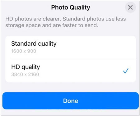 envoyer des photos haute résolution sur iPhone via WhatsApp