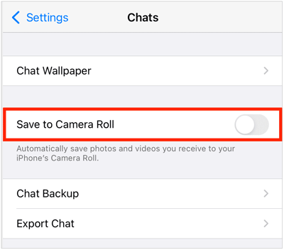 turn off the save to camera roll feature on iphone to decrease the storage usage