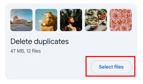 delete duplicate music files with files by google