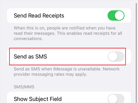 activer l'envoi par sms sur iphone