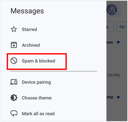 retrieve blocked messages on android using google messages