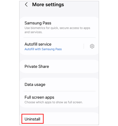 remove secure folder on samsung via secure folder settings