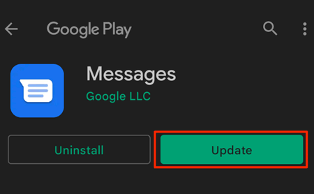 mettre à jour l'application de messages