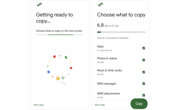 copier les contacts de l'iPhone vers Android via passer à Android